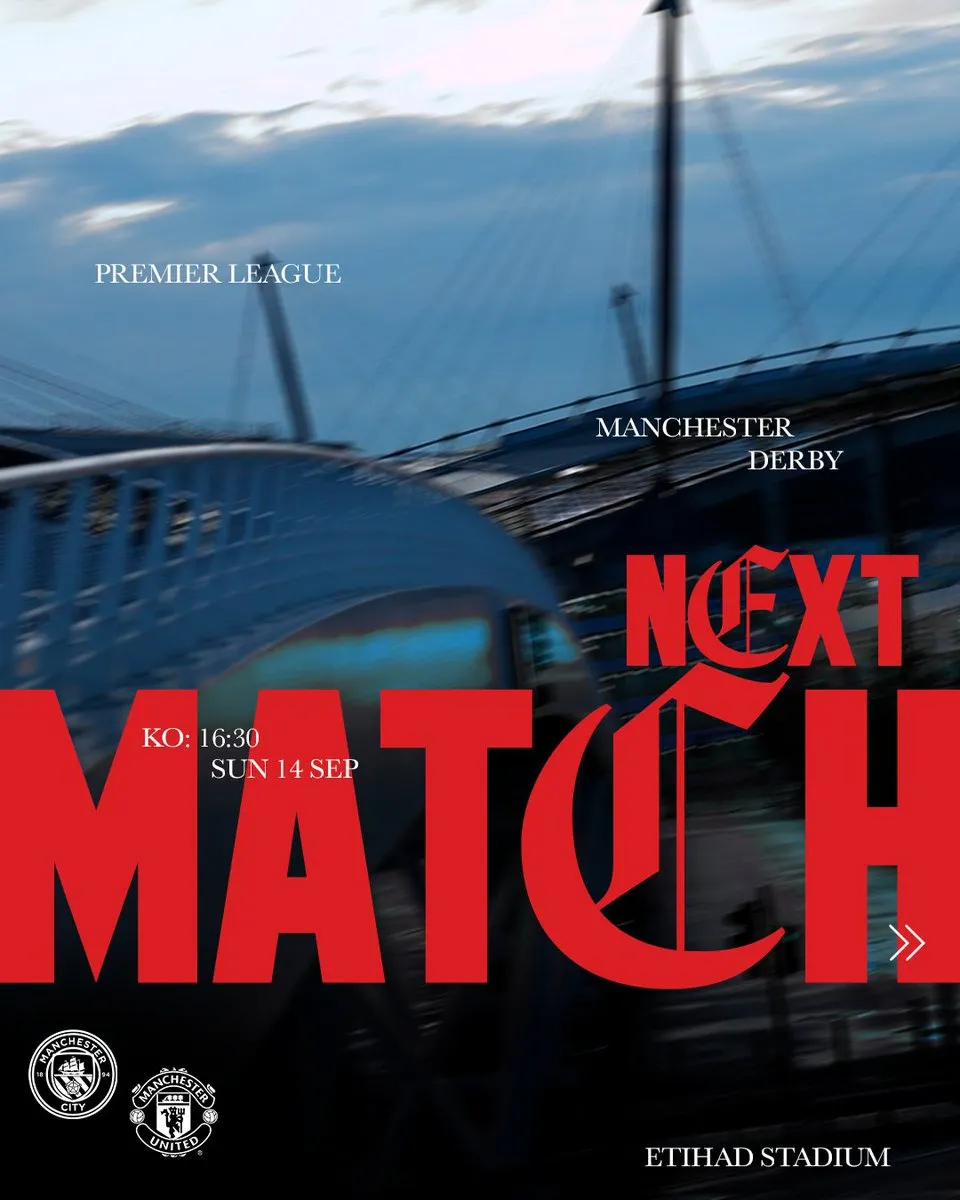 曼联官方发布曼市德比海报：所有人的目光聚焦于周日